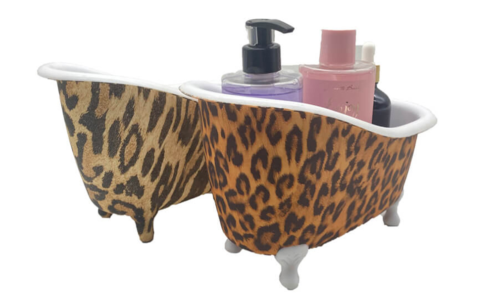 Mini récipient de baignoire en plastique à imprimé léopard