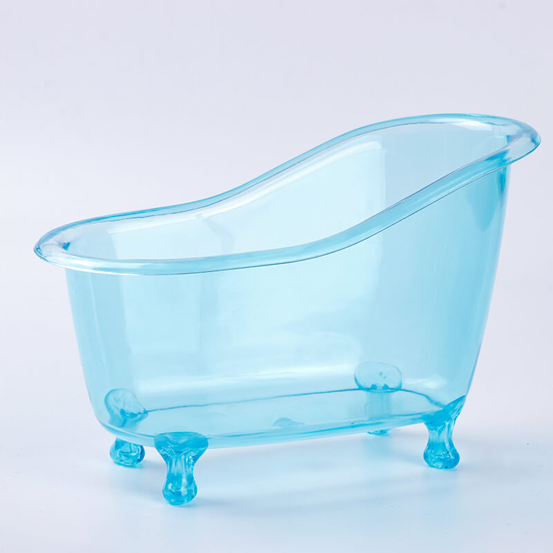 clear blue mini bathtub container organizer